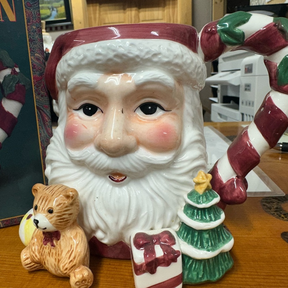 Santa Claus Ceramic Mug with Candy Cane Handle